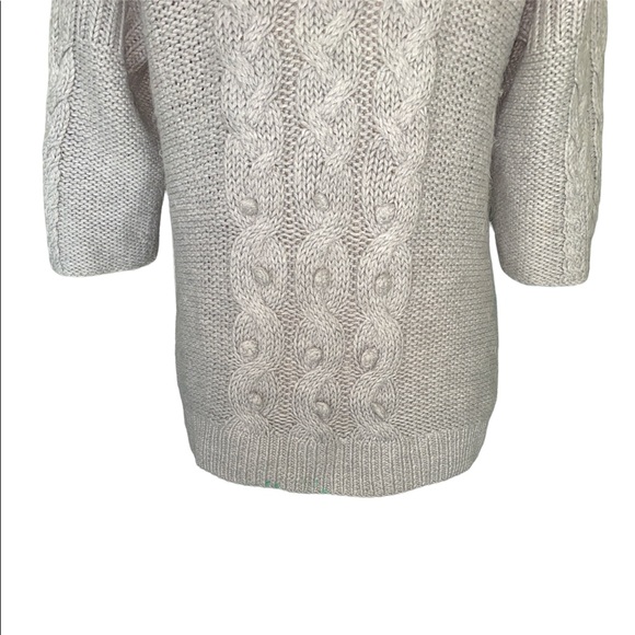 French Connection Alpaca Gray Cable Knit Zip Cardigan - L - Picture 7 of 9